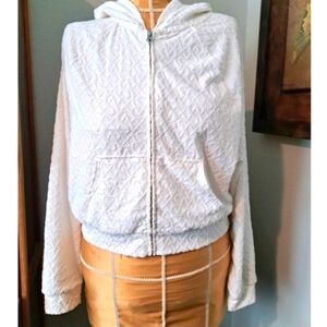 Victoria's Secret On Point White Zip Textured Hoodie Jacket - MED